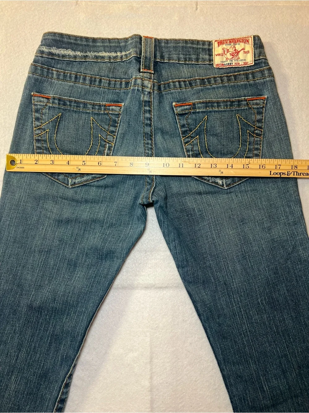 Vintage Women’s True Religion Joey Twisted Distressed Flare Jeans,Indigo Blue,29